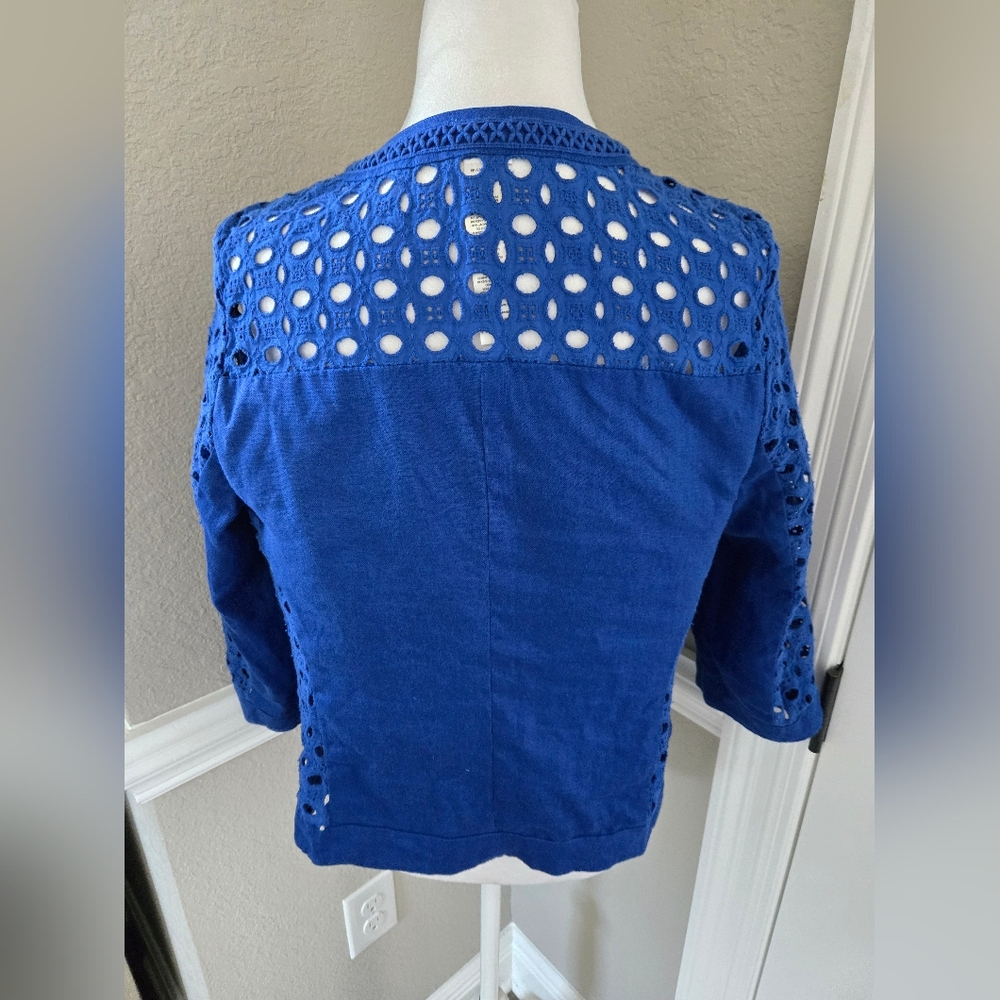 Chico's Linen Eyelet Jacket, Size 0 (Small) - Picture 4 of 11